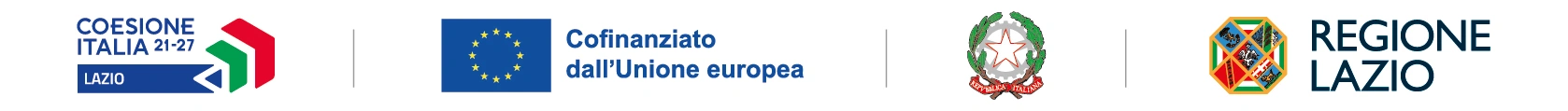 Coesione Italia 21-27 Lazio, Cofinanziato dall’Unione europea, Repubblica Italiana, Regione Lazio