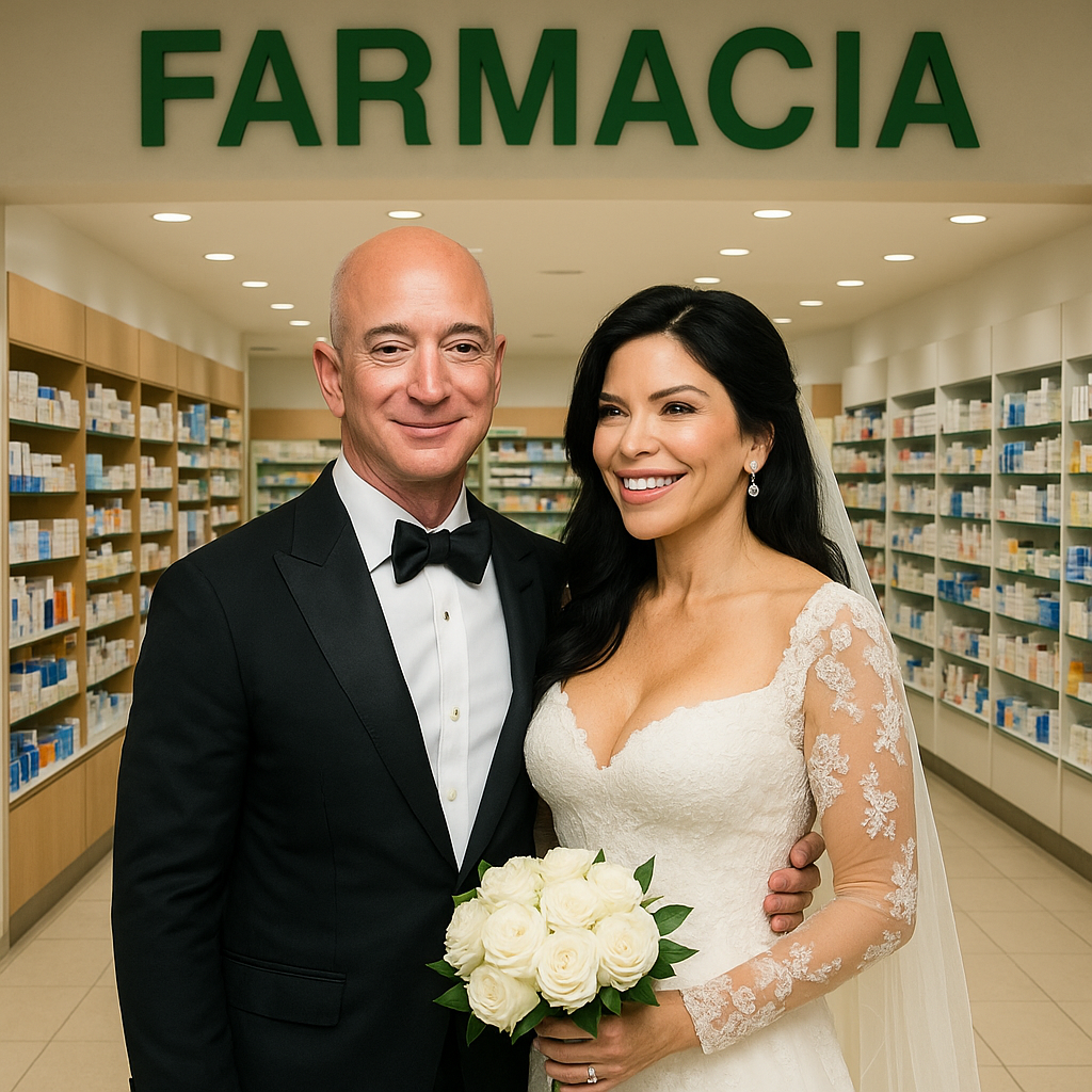 Il matrimonio di Bezos: Jeff Bezos e la moglie che si sposano in una farmacia, a sottolineare il valore della prossimità anche nel settore farmaceutico.